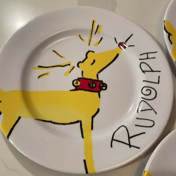Pottery Barn Kids Rudolph Plastic plates 8” set of 4 - Picture 3 of 6